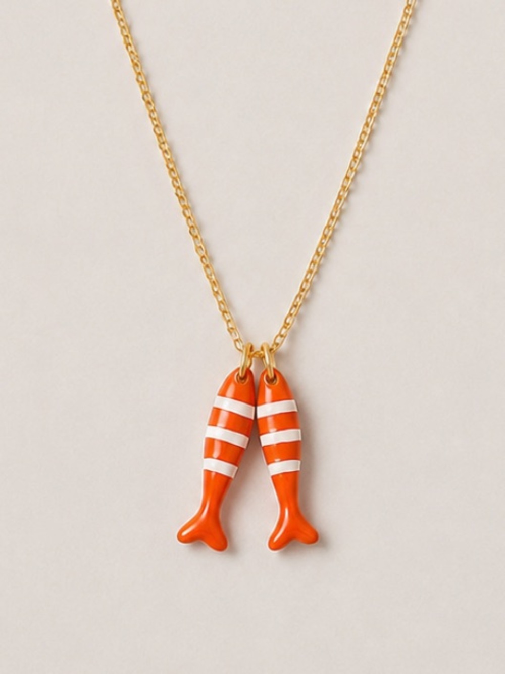 New! Orange Striped Fish Tail Pendant Necklace